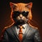 Orange Cat In Sunglasses: Conceptual Digital Art With A Corporate Punk Twist
