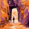 Orange Cave: Urban Impressionism Painting Of A Man