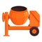Orange cement mixer icon cartoon vector. Concrete machine