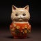 Orange Ceramic Jar With Cat Inside - Vray Tracing, Soviet, Zbrush, Japanese Traditional