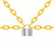 Orange chains locked by padlock in silver design