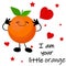 Orange character with arms and legs on a white background. Smiles and eyes on their faces. Funny fruits 