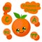 Orange character. The benefits of fruit. Healthy food. Vitamins and minerals