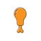 Orange Chicken leg icon isolated on white background. Chicken drumstick. Vector