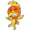 Orange chicks with smirking faces, doodle icon image kawaii