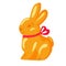 Orange Chocolate Bunny with Pink Ribbon Drawn Icon