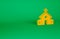 Orange Church building icon isolated on green background. Christian Church. Religion of church. Minimalism concept. 3d