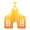 Orange church icon, cartoon style