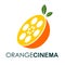 Orange cinema logo design vector