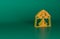 Orange Circus tent icon isolated on green background. Carnival camping tent. Amusement park. Minimalism concept. 3D