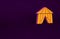 Orange Circus tent icon isolated on purple background. Carnival camping tent. Amusement park. Minimalism concept. 3d