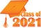 Orange Class of 2021 Graduation Cap