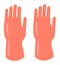 Orange cleaning gloves flat icon vector. Hand glove latex illistration, rubber hand protection