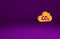 Orange CO2 emissions in cloud icon isolated on purple background. Carbon dioxide formula, smog pollution concept