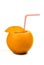 Orange with coctail straw
