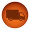 orange color circular frame with silhouette transport truck