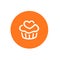 Orange Color Cupcake Icon, Combined With Circle Shape Icon Design, Simple Vector Logo Design