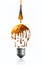 Orange color dripping making a light bulb shape