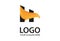 Orange Color Initial Letter H Eagle Head Bird Logo Design