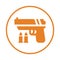 Orange color pistol and bullet, weapon icon