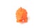 orange color plastic dinosaur toy on white background