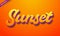 Orange color sunset text effect 3d