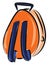 Orange colored backpack, vector or color illustration