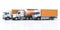 Orange Colored Commercial Vehicles on White Background