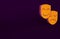 Orange Comedy and tragedy theatrical masks icon isolated on purple background. Minimalism concept. 3d illustration 3D