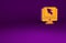 Orange Computer monitor and cursor icon isolated on purple background. Computer notebook with empty screen sign
