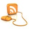 Orange computer mouse with RSS icon