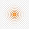 Orange concentric point. Round localization icon. Symbol of aim, target, pain, healing, hurt, painkilling. Radar, sound