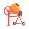 Orange concrete mixer. Colorful cartoon vector Illustration