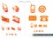 Orange contact icons set