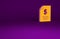 Orange Contract money icon isolated on purple background. Banking document dollar file finance money page. Minimalism