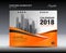 Orange Cover Desk Calendar 2018 Design, flyer template, ads