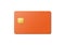 Orange credit card on a white background