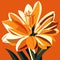Orange crocus flower on orange background. Vector illustration in flat style. Generative AI