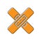 Orange Crossed bandage plaster icon isolated on white background. Medical plaster, adhesive bandage, flexible fabric