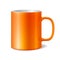 Orange cup isolated on white background. Blank cup for branding. Photorealistic template