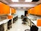 Orange cupboards in an office