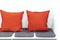 Orange cushions in the resting corner