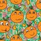 Orange cute cartoon seamless pattern