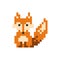 Orange cute pixel sitting fox - isolated vector illustration