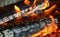 Orange dark fire, flames in oven, abstract flames background