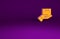 Orange Delivery hand with cardboard boxes icon isolated on purple background. Door to door delivery by courier