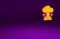 Orange Depression and frustration icon isolated on purple background. Man in depressive state of mind. Mental health