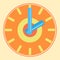 Orange dial with blue arrows illustration clock icon