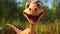 Orange Dinosaur Walking In Grass Rendered In Cinema4d