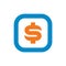Orange Dollar Money Symbol Combined With Blue Square, Vector Illustration